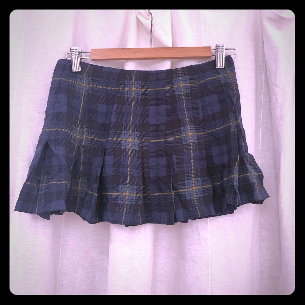Vintage Betsy Johnson Blue Plaid Mini Skirt